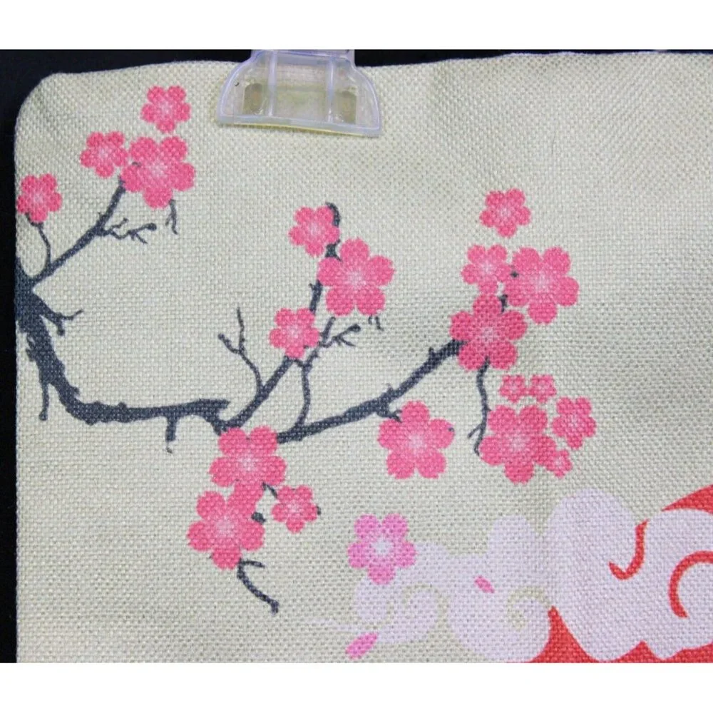 Ligicky Japanese Throw Pillow Case Cover 17''' Mt Fuji Cat Nature Doves Bamboo